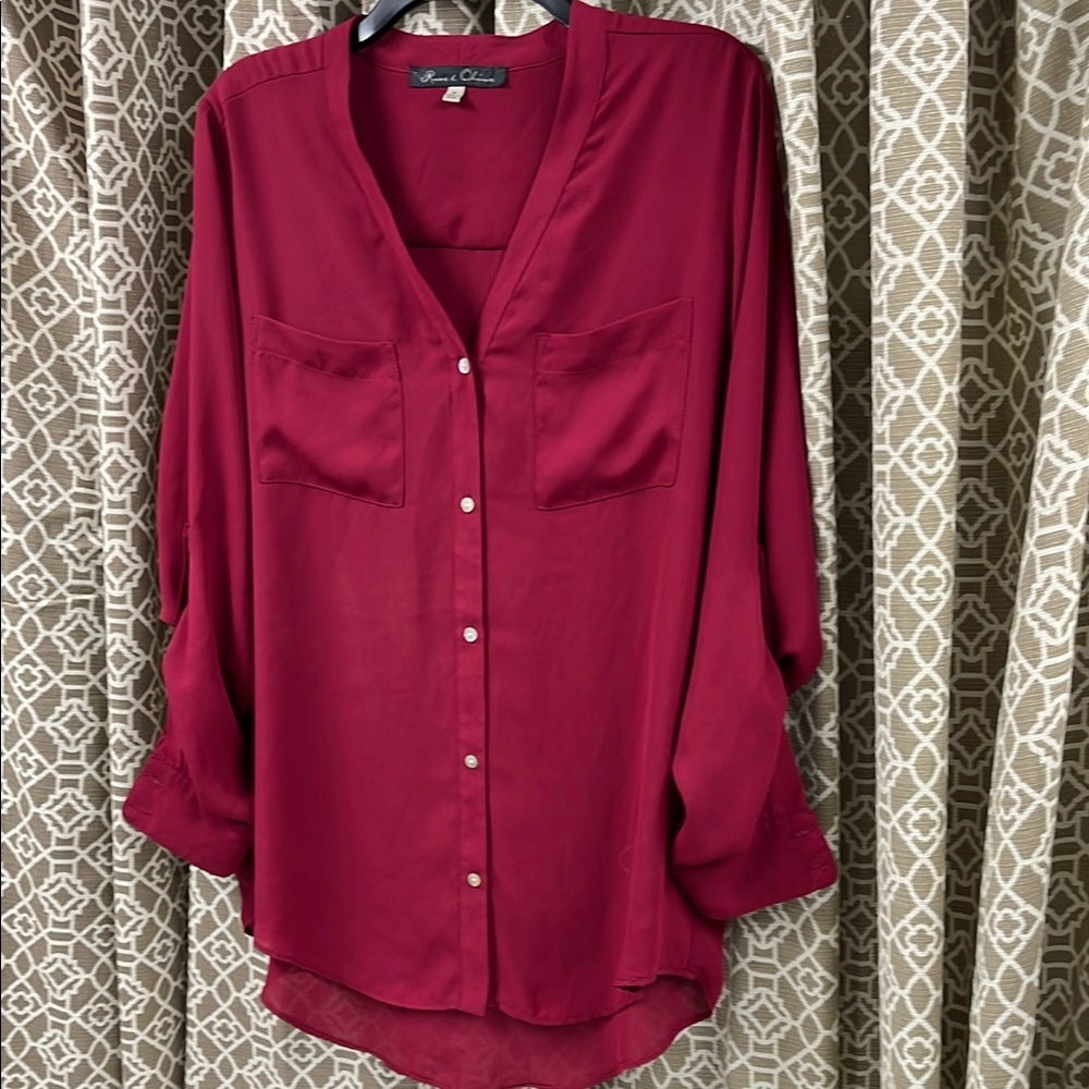 Rose & Olive Burgundy Button-Down Shirt